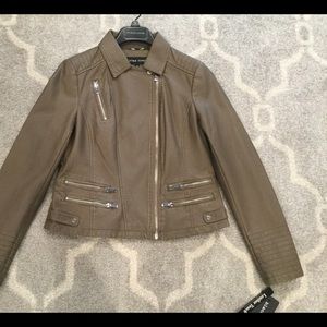 M Wilson’s Taupe Leather Moto Jacket
